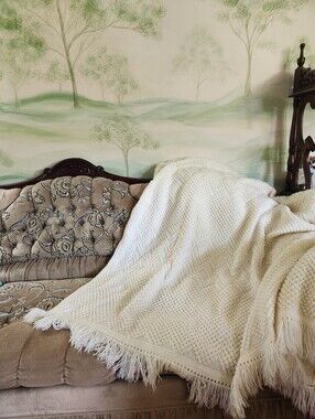 Vintage Giant White Throw Blanket